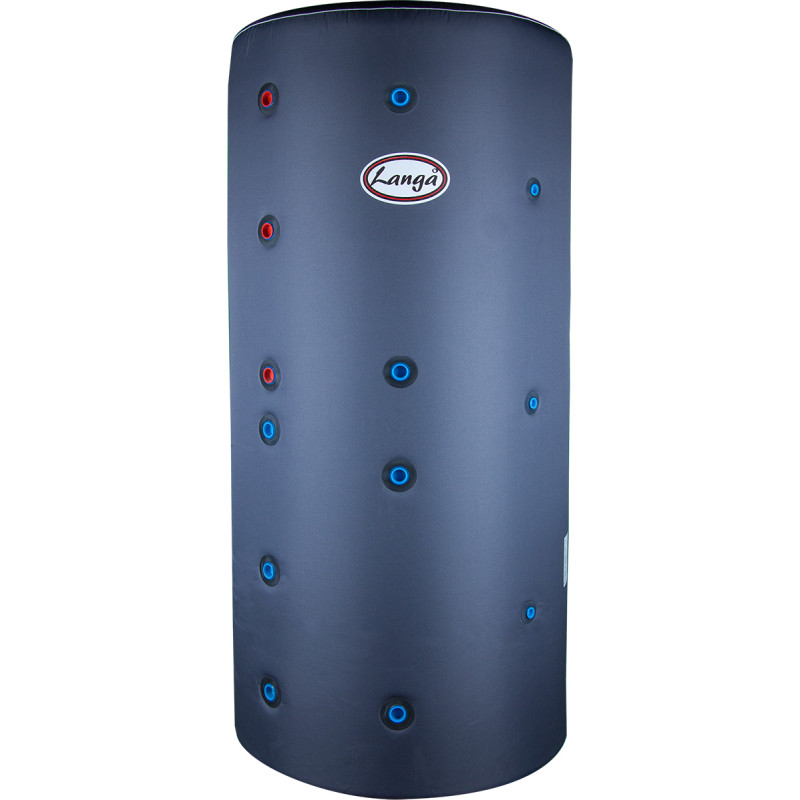 Langå buffertank, isoleret, 2 spiraler, 500 liter