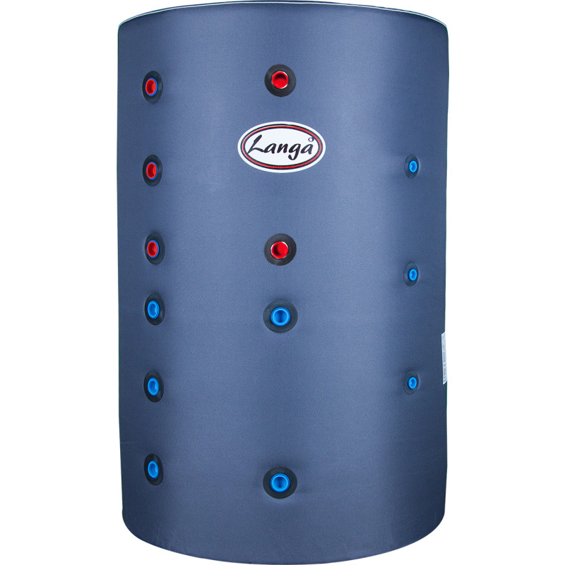 Langå buffertank, isoleret, sanitetsspiral, solspiral, 300 liter