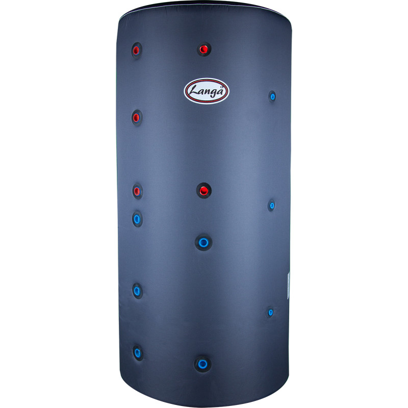 Langå buffertank, isoleret, sanitetsspiral, solspiral, 500 liter
