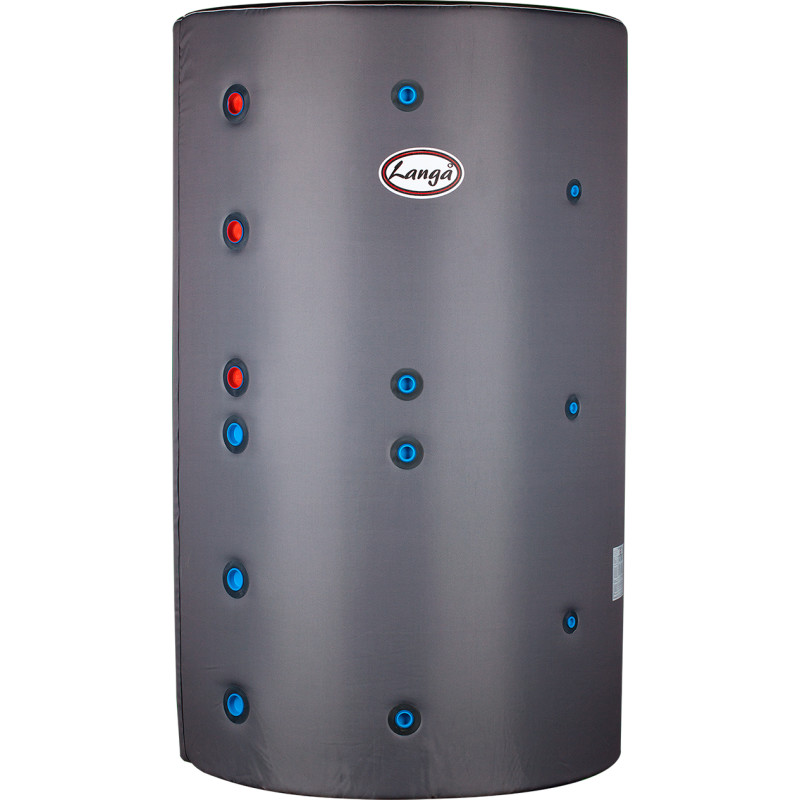 Langå buffertank, isoleret, 2 spiraler, 1000 liter