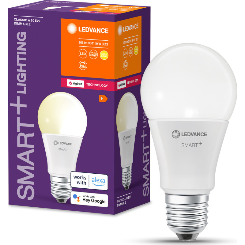 Ledvance Smart+ Zigbee E27 standardlampa, vit ljusf&auml;rg, 9W