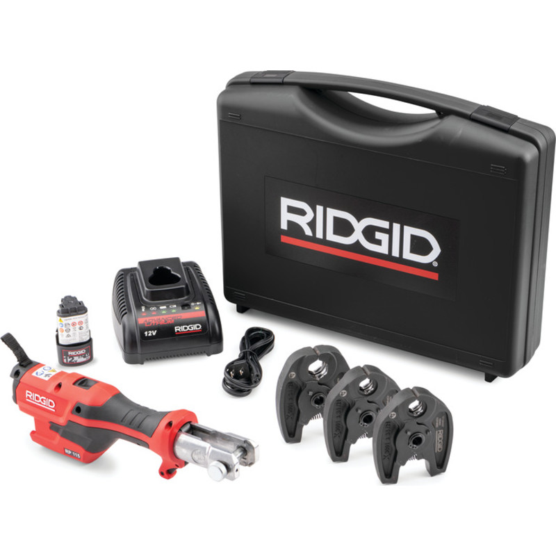 Ridgid pressmaskine RP115, med batteri, lader og M15-18-22 kber