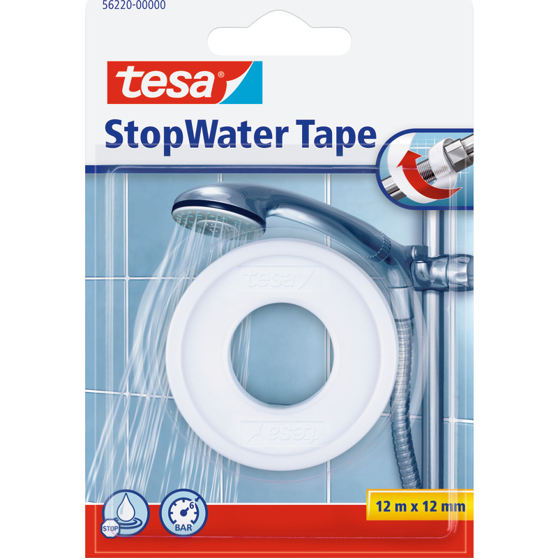 tesa gevindtape StopWater, 12 mm x 12 meter, hvid
