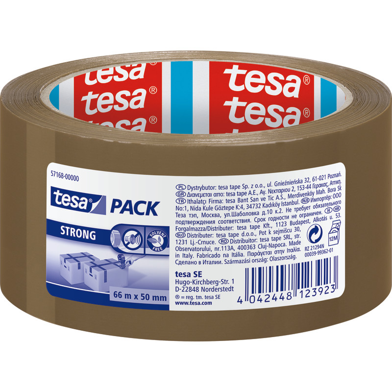 Tesa förpackningstejp, brun, stark, 50 mm, 66 meter