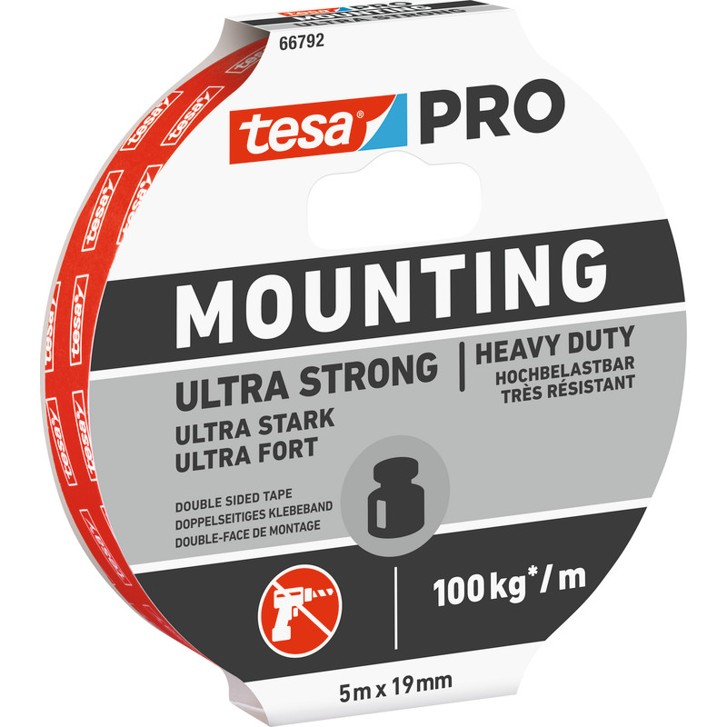 tesa monteringstape 5mx19mm PRO 66792, dobbeltklæbende ultra stærk skumtape