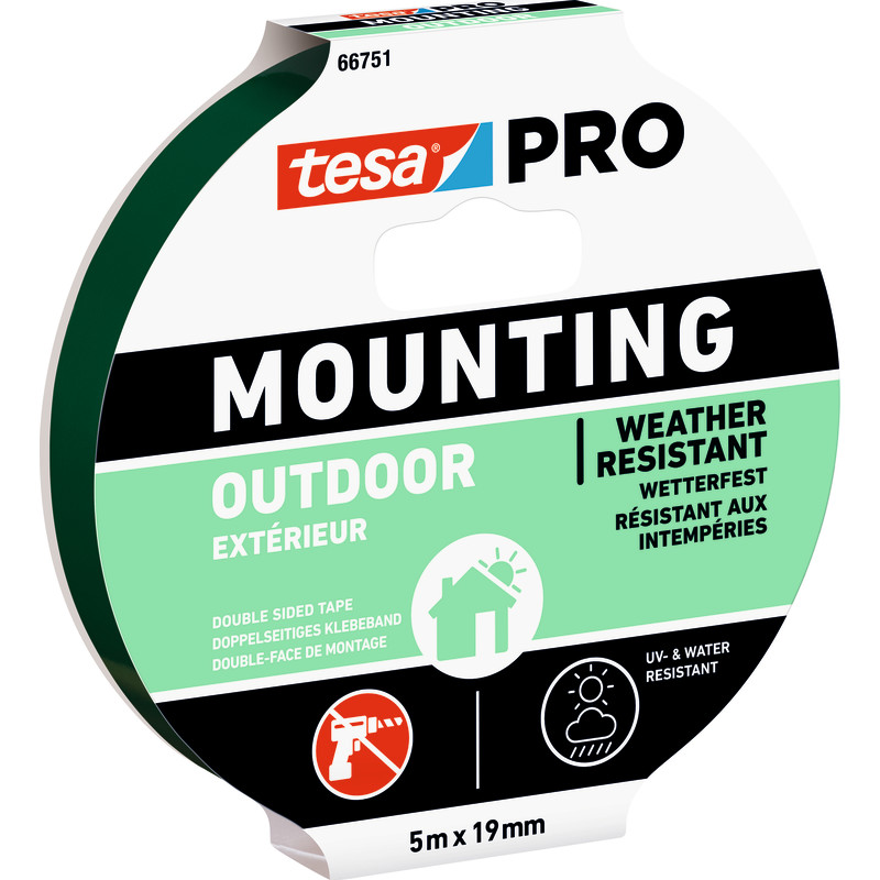 tesa Mounting PRO Outdoor 66751-00001-00 Monteringsbånd Transparent (L x B) 5 m x 19 mm 1 stk