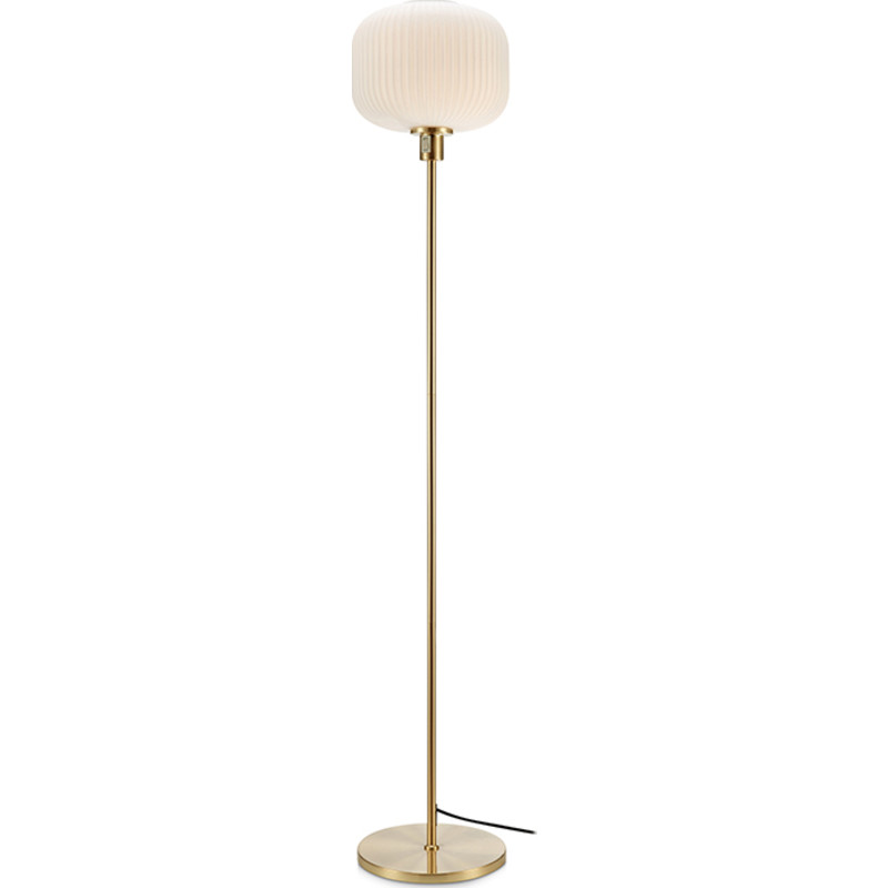Sober Gulvlampe Brushed Brass/White - Markslöjd - Stue - Glas
