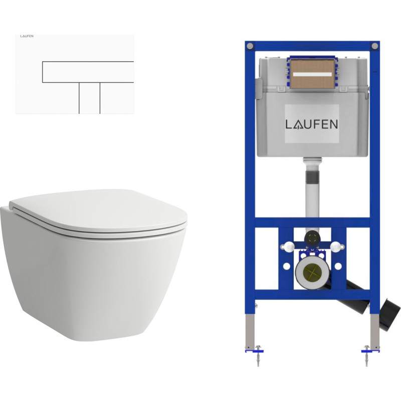 Laufen Lua væghængt toiletpakke, uden skyllekant, hvid/hvid
