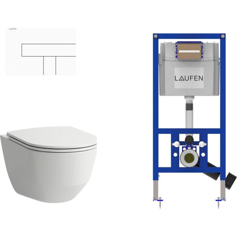 Laufen Pro v&auml;ggh&auml;ngt toalettpaket, utan spolkant, vit/vit