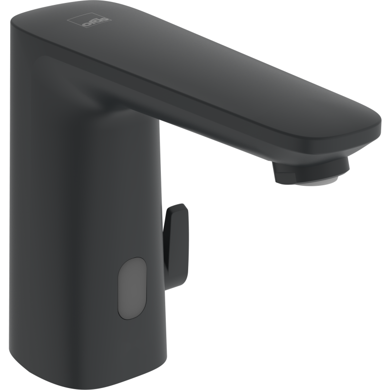 Oras Electra 9210FZ-33 berøringsfri håndvaskarmatur · 3V/117mm tud · 1h m/bl · t/hv u/bv · mat sort · komposit