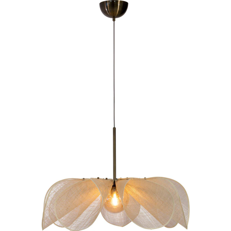 Styrka pendellampe, Ø 75 cm, messing/beige - Markslöjd - Stue - Stof / tekstil - Med én lyskilde