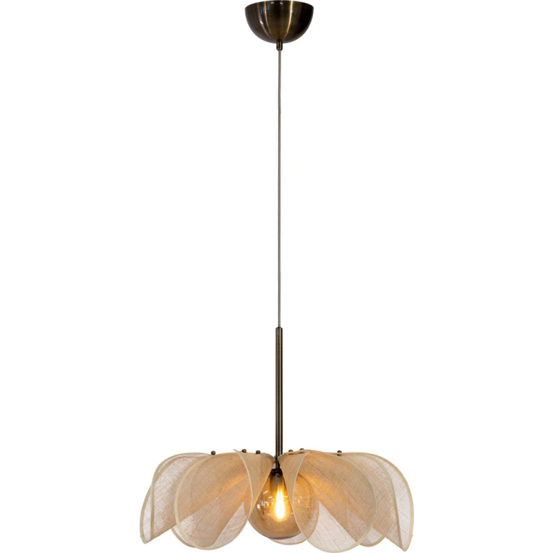 Styrka pendellampe, Ø 63 cm, messing/beige - Markslöjd - Stue - Stof / tekstil - Med én lyskilde