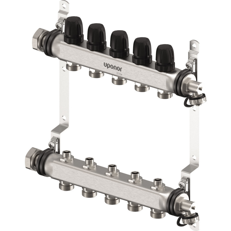 Uponor Vario S 1" värmekretsfördelare, 5 kretsar