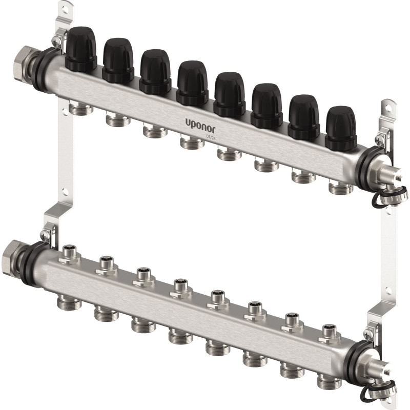 Uponor Vario S 1″ gulvvarme fordelerrør, 8 kredse