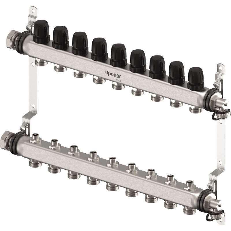 Uponor Vario S 1″ gulvvarme fordelerrør, 9 kredse