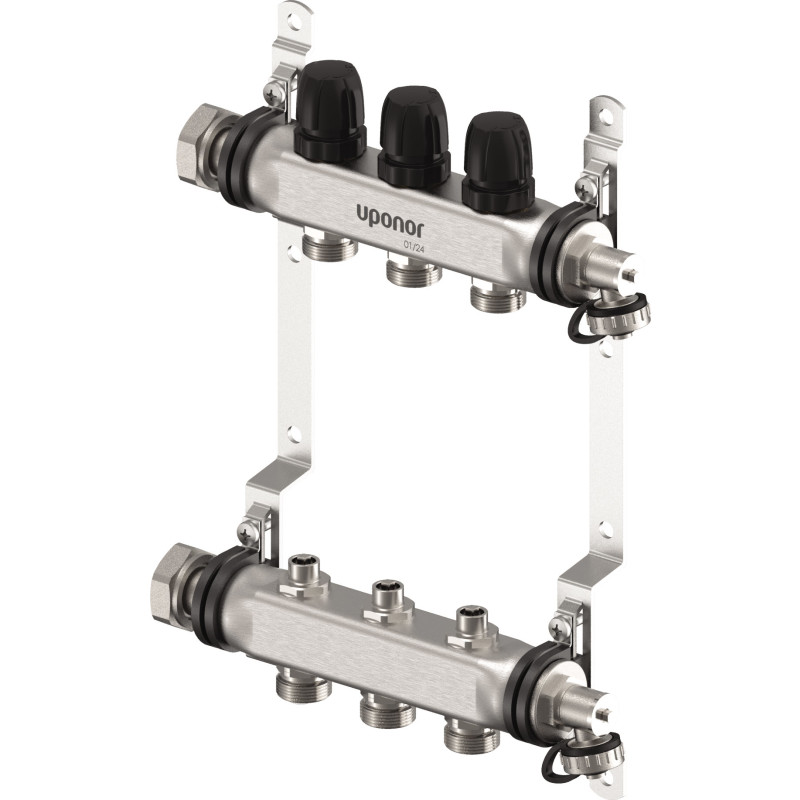 Uponor Vario S 1" värmekretsfördelare, 3 kretsar
