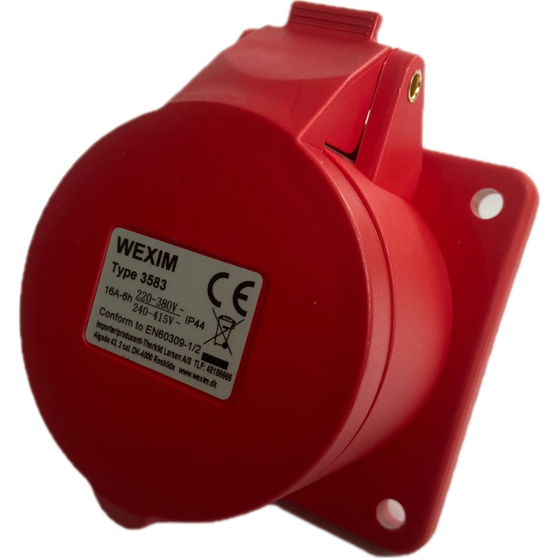 CEE vægudtag indbygning lige IP 44 16A 400V