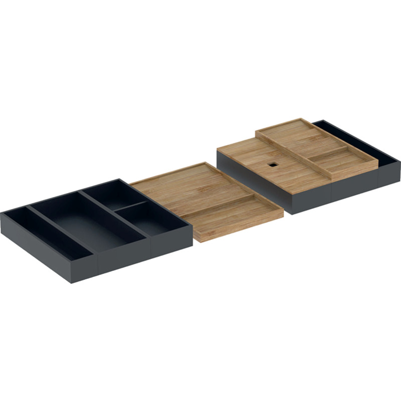 Geberit skuffeindsats, til 105 cm skuffe, bambus/sort