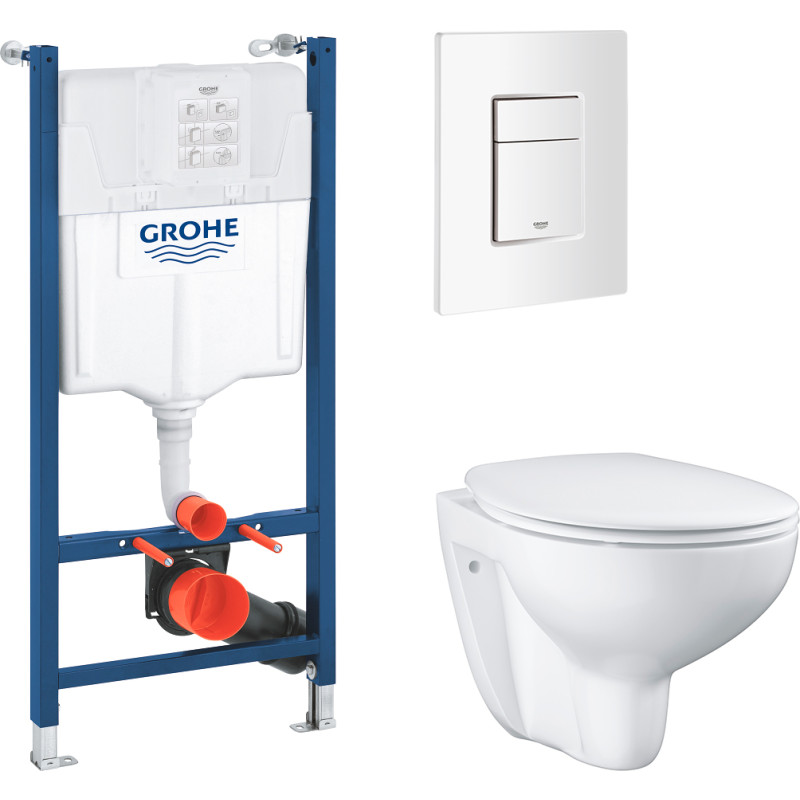 Grohe Bau v&auml;ggh&auml;ngt toalettpaket, vit/vit