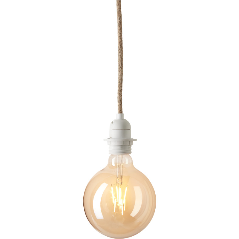 BASIC hængelampe, hvid/brun, Ø 8 cm, E27 – Halo Design - Metal - Med én lyskilde