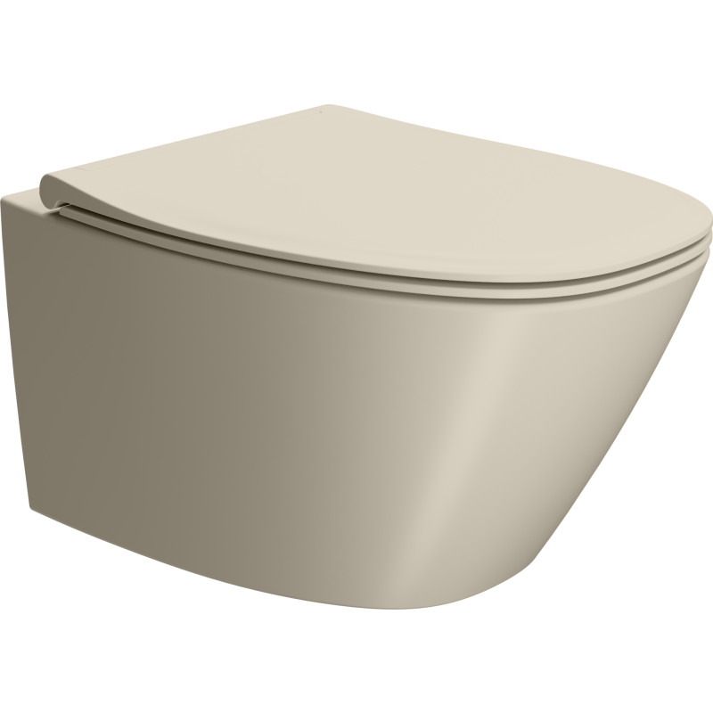 GSI Modo+ væghængt toilet, uden skyllekant, antibakteriel, mat beige
