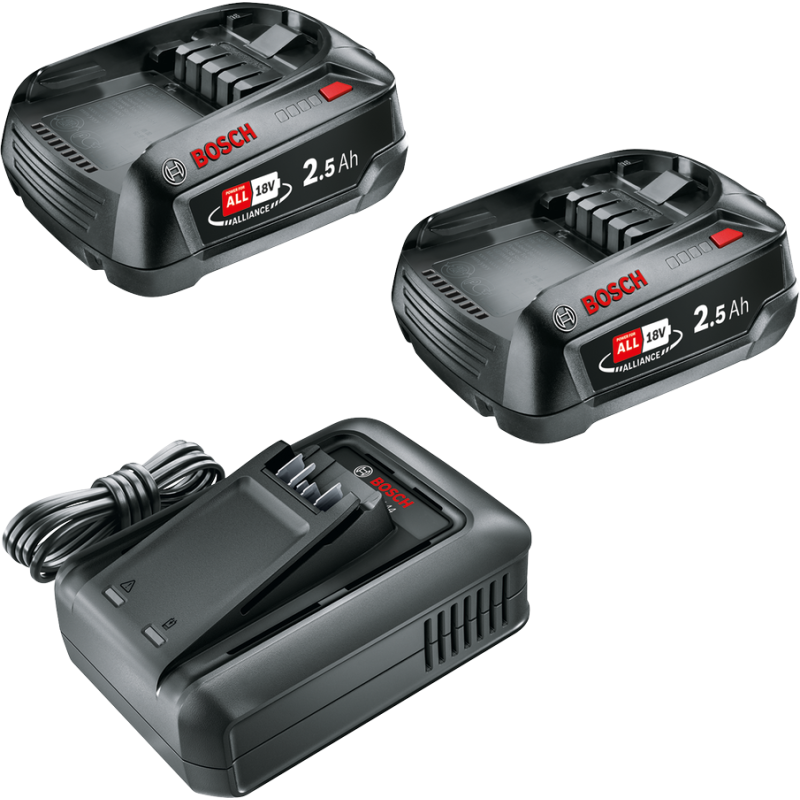 Bosch Startsæt 18 V (2 x 2,5 Ah + AL 1830 CV) Systemtilbehør 18-V lithium-ion - 1600A031T5