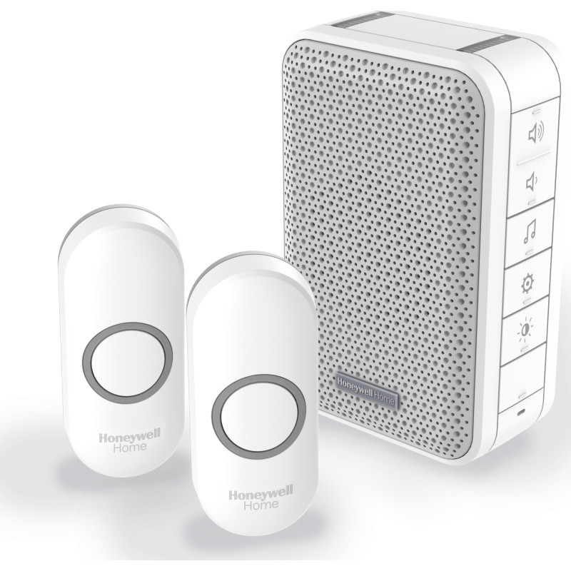 Honeywell Trådløs Ringeklokke med 2xtrykknapper, LED 150 meter, 6 melodier, hvid, DC313NFB