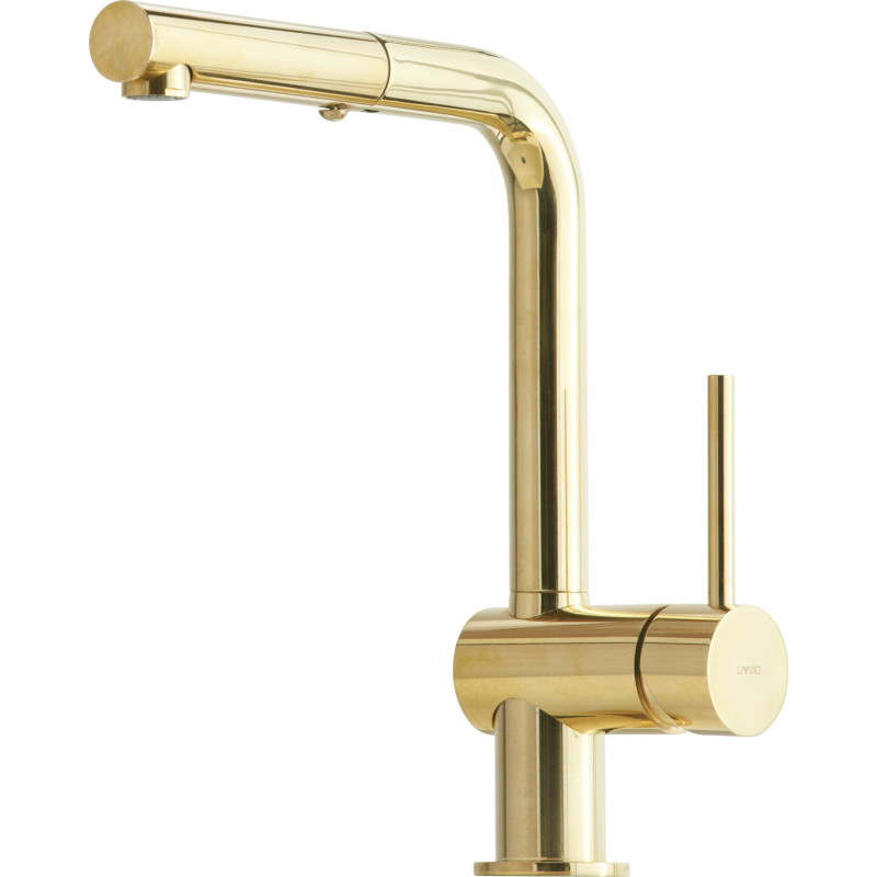 Lavabo Kubus 040 etgrebs køkkenarmatur 220mm tud m/udtræk poleret messing