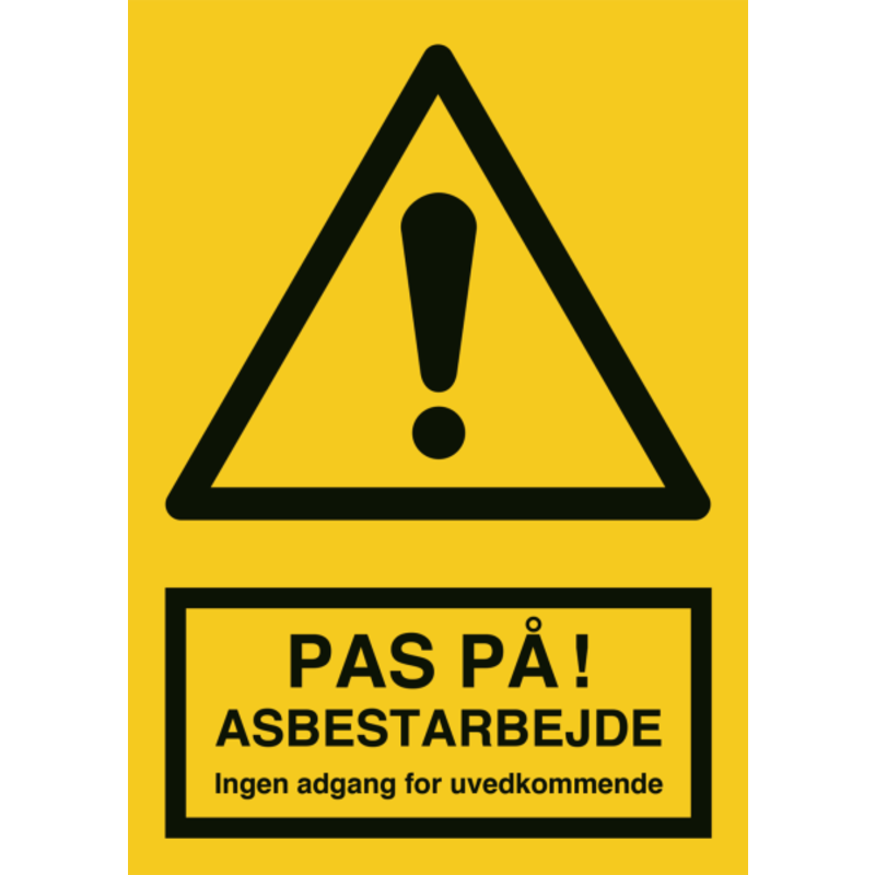 OS advarselsskilt - Pas på! Asbestarbejde