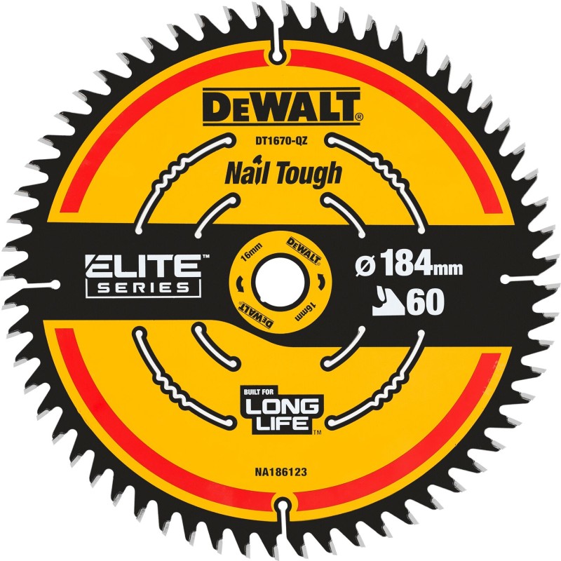 DeWalt Carbide Elite rundsavklinge, Ø184/16 mm, 60 td.