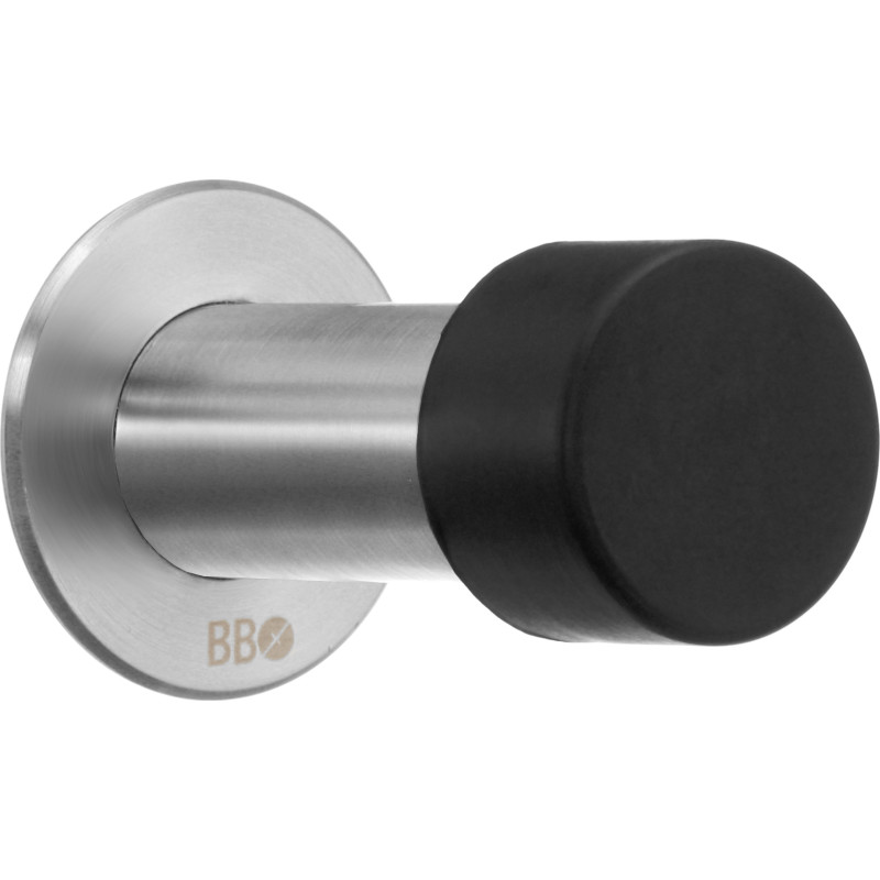 Beslagsboden dørstopper, børstet stål, 7,5 cm