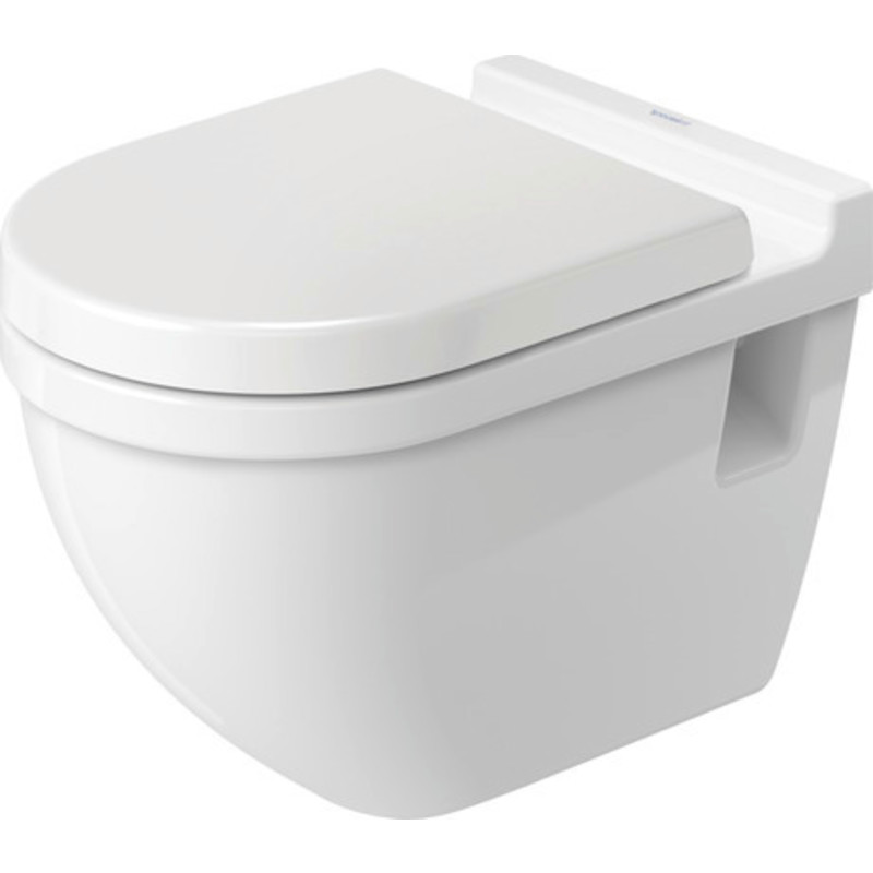 Duravit Starck 3 Comfort v&auml;ggh&auml;ngd toalett, reng&ouml;ringsv&auml;nlig, vit