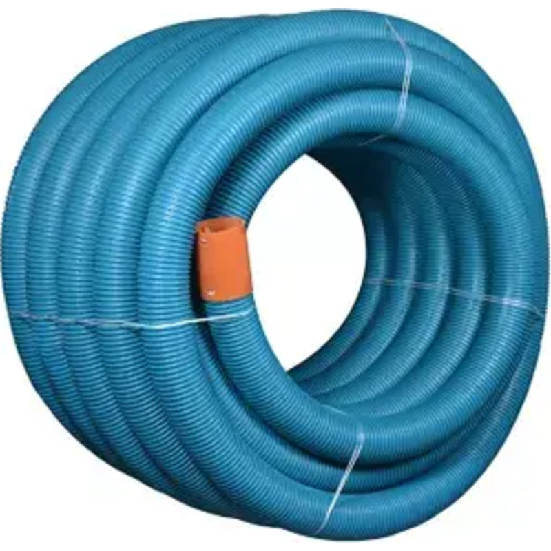 50 meter Wavin PVC dräneringsrör 75/65 mm, blå