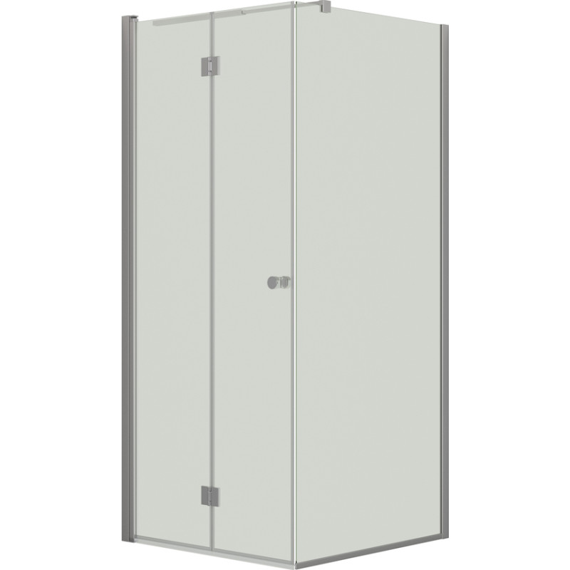 Dansani Match brusehjørne, model B+D, dør og væg, 99x99 cm, klart glas, satin profil