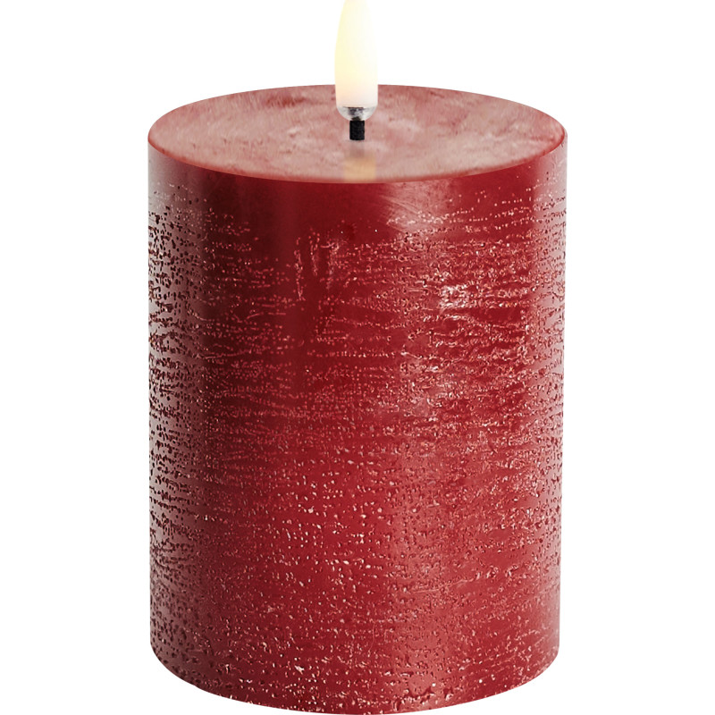 LED bloklys, Carmine red, Rustic, 7,8x10 cm