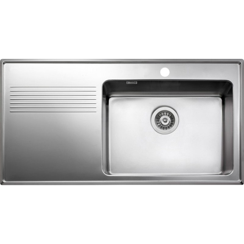Intra Juvel OMNIA køkkenvask 970x510mm bakke til venstre med strainer. Blank
