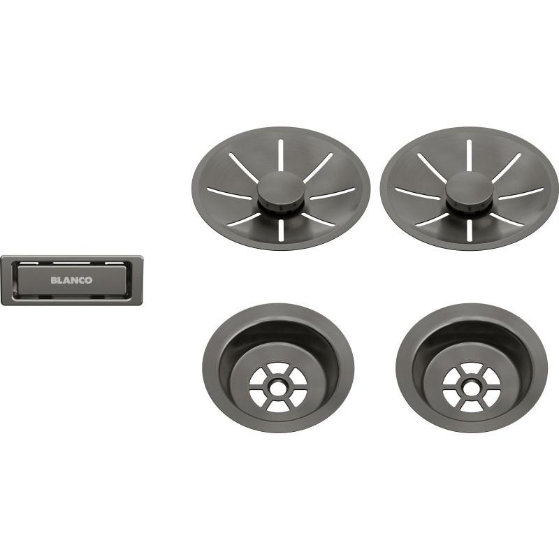 Blanco InFino korgventilsset, manuell, Ø82 mm, svart krom, 2 st.