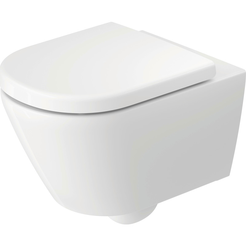 Duravit D-Code væghængt toilet, uden skyllekant, hvid