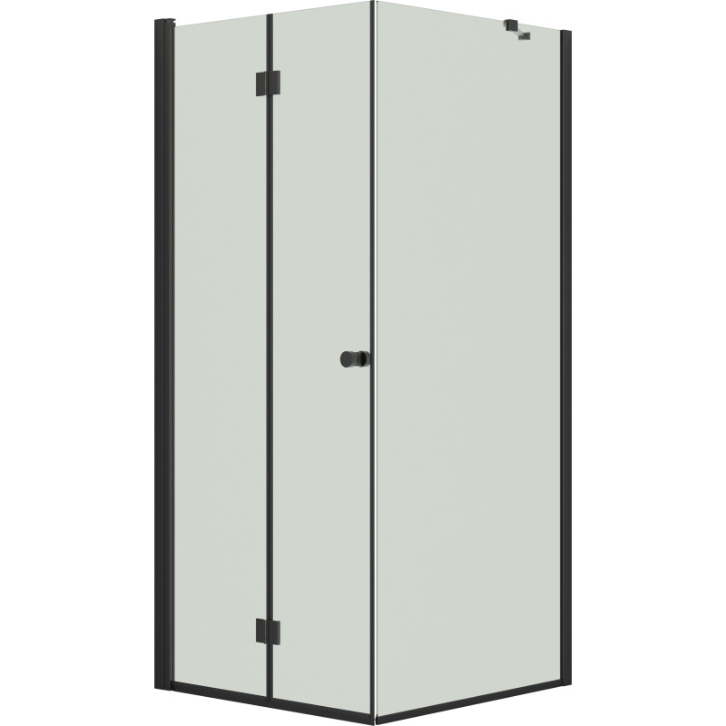 Dansani Match hörndusch, modell B+D, 77x77 cm, klart glas, svart profil