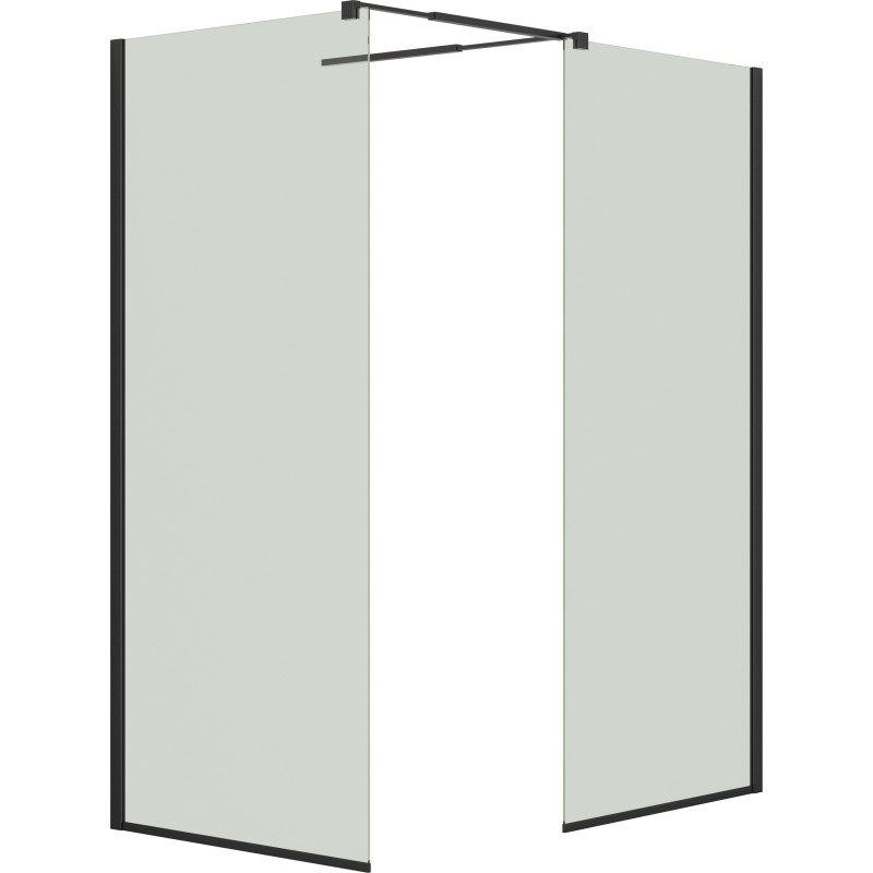 Dansani Match walk in bruseløsning, model D+D, 87 cm, klart glas, sort profil