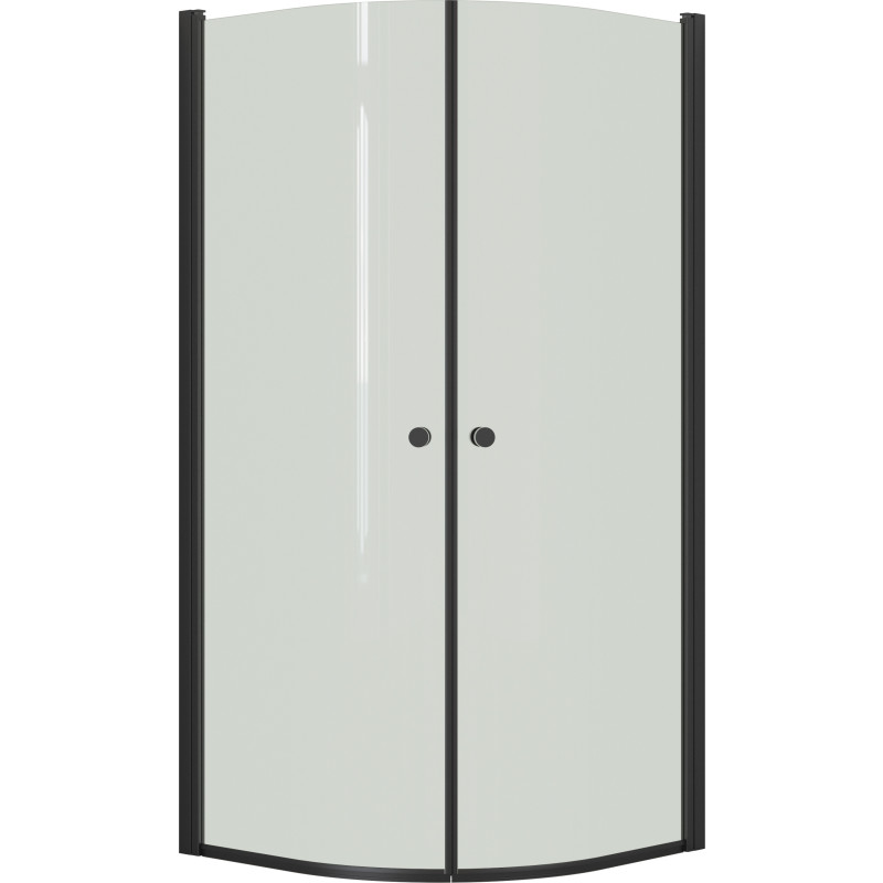 Dansani Match buet brusedør, model E+E, 72x72 cm, klart glas, sort profil