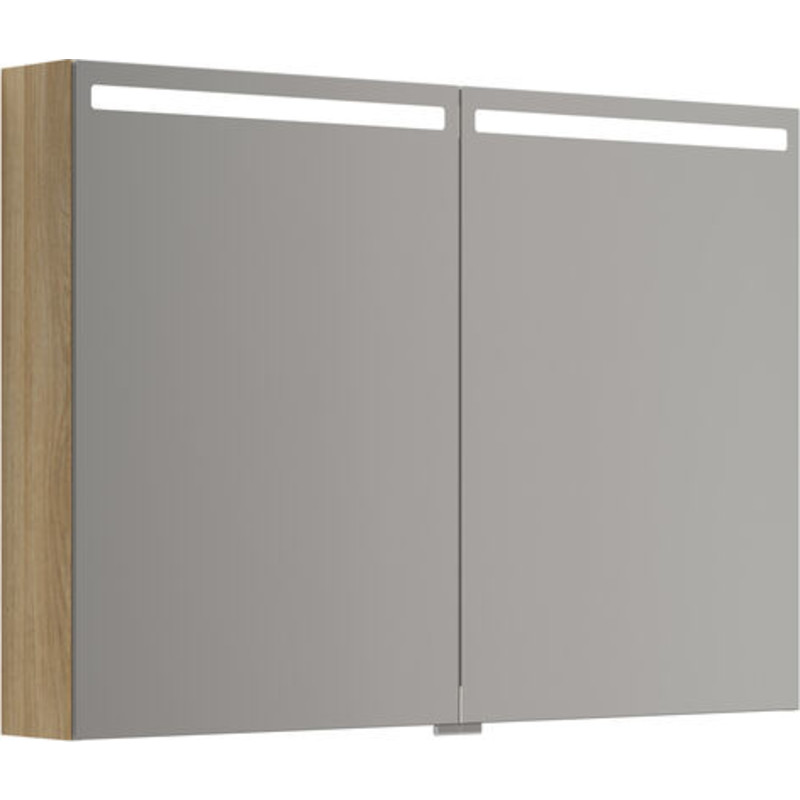 Dansani Mido+ Top spejlskab med lys, 100x70 cm, eg