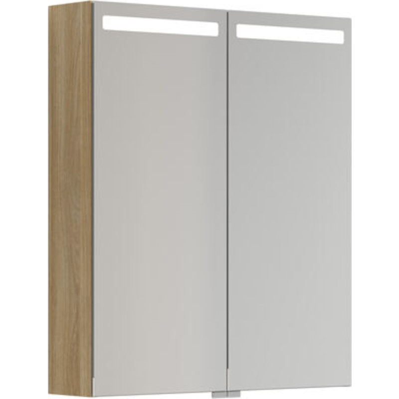 Dansani Mido+ Top spejlskab med lys, 60x70 cm, eg