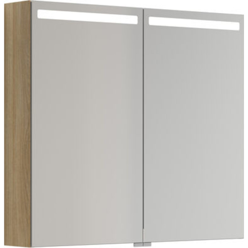 Dansani Mido+ Top spejlskab med lys, 80x70 cm, eg
