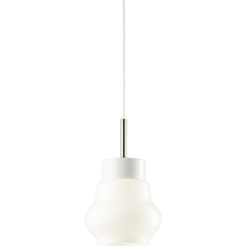 Pendellampa Emma vit, med vit kabel blank opal E27