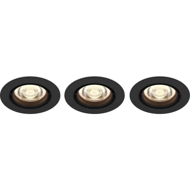 Philips myLiving Impala downlight, svart, 3-pack