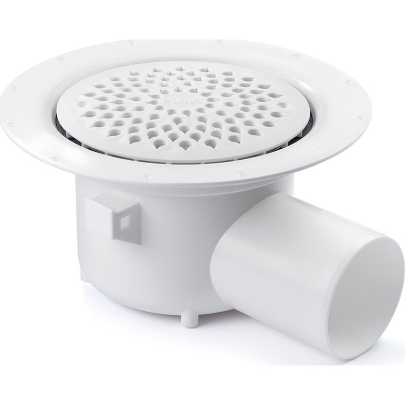 Purus Oden afløbsskål, til vinylgulv, Ø75 mm, hvid
