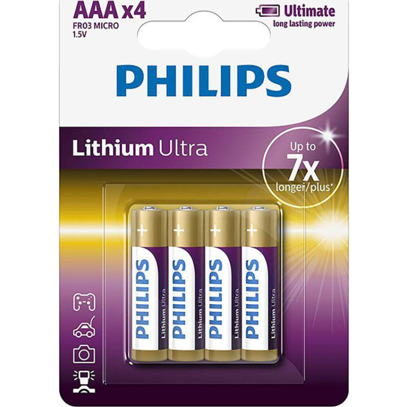 Philips Ultra Lithium AAA batterier, 4 stk.