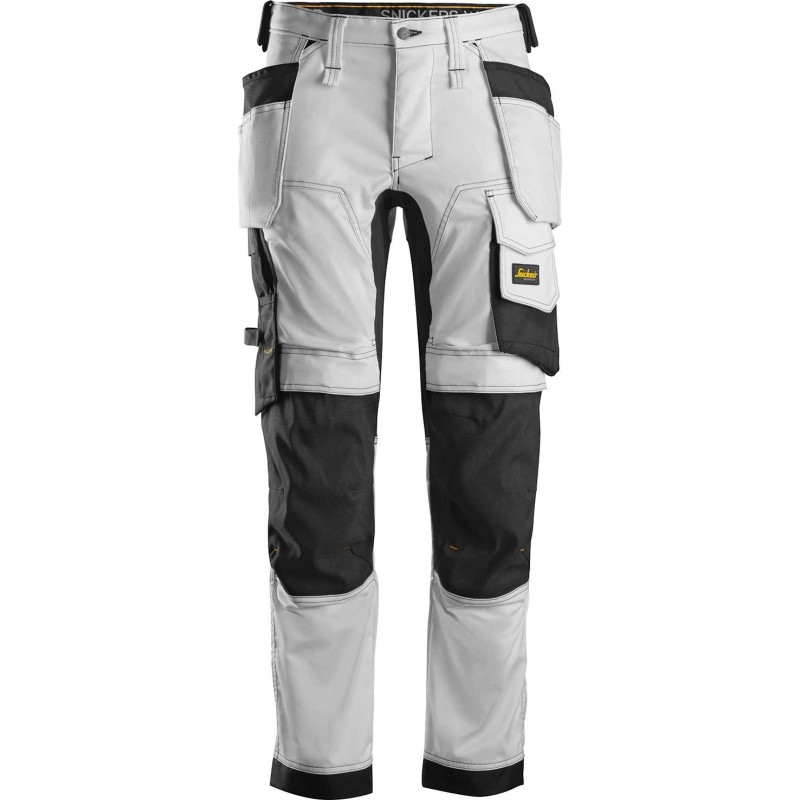 Snickers 6241 AllroundWork arbetsbyxor med stretch, vit/svart, st 62