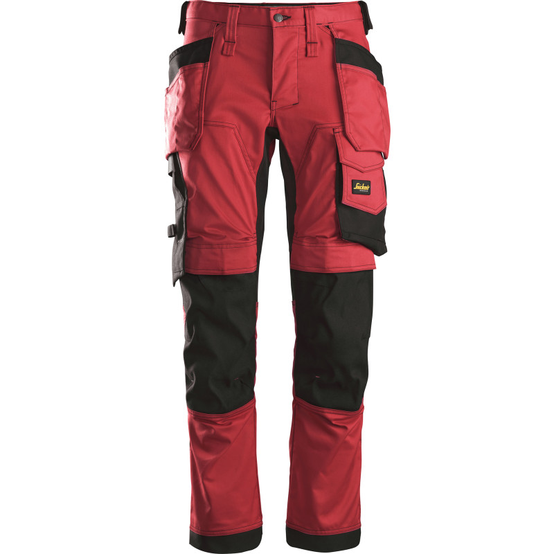 Snickers AW Bukser stretch med hylsterlommer chilirød/sort 6241 - chilirød/sort / 112 | Bukser | Arbejdsbukser | Cordura